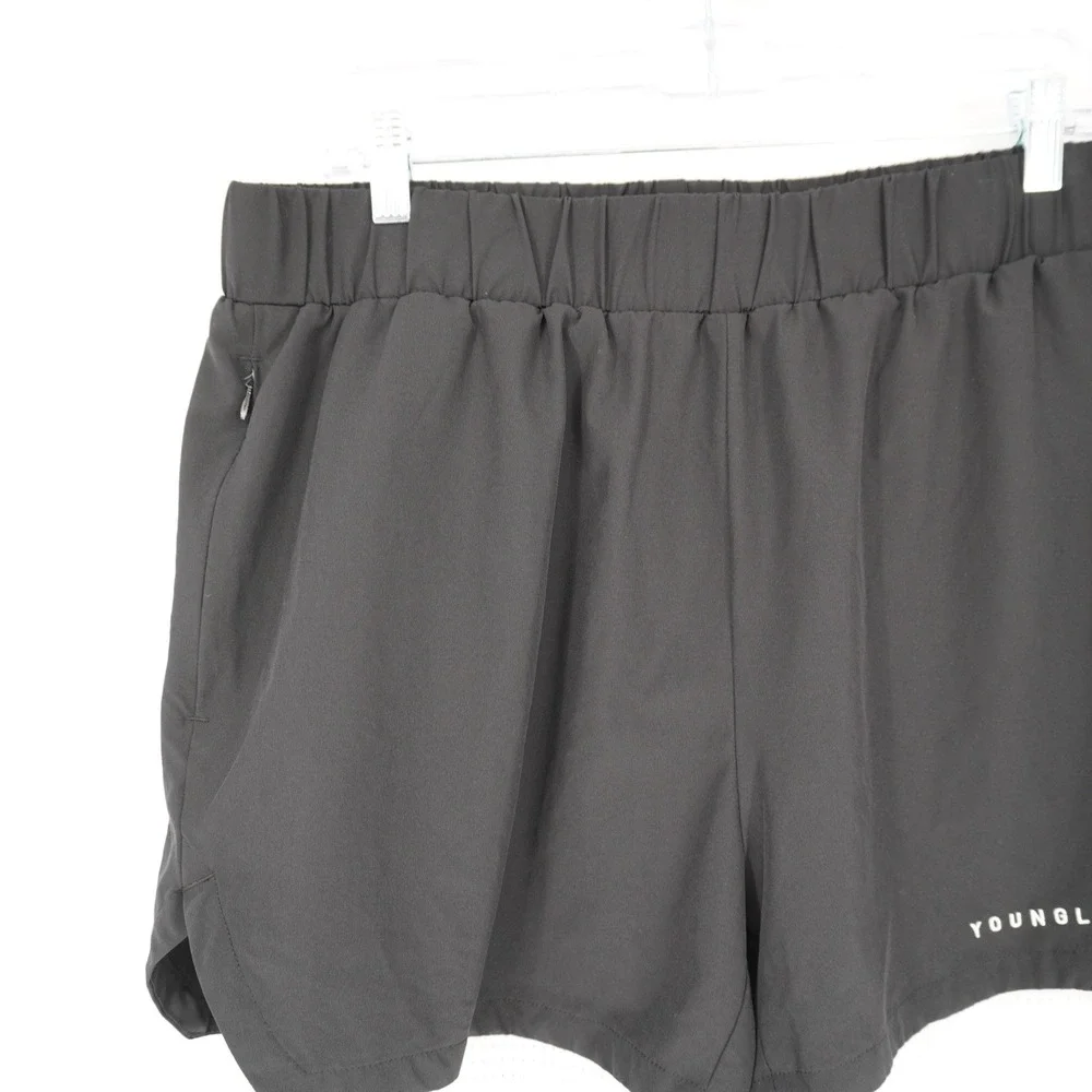 Young LA Shorts Compression Lined Black Men Athletic Gym Pockets Stretch XXL